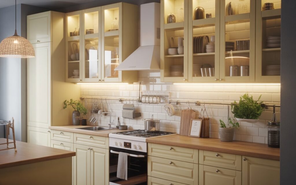ikea kitchen glass cabinets