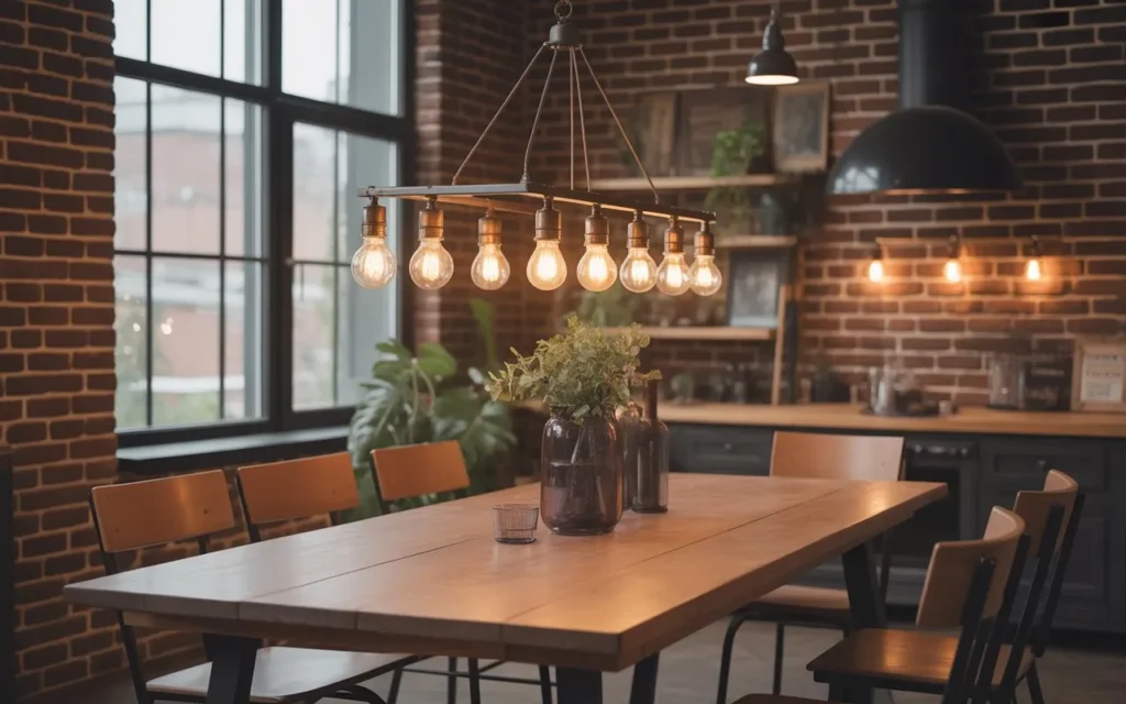 industrial chandelier lighting modern loft dining room