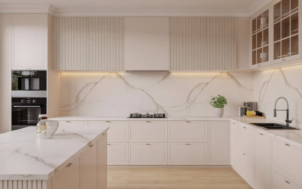 full wall backsplash modern kitchen design