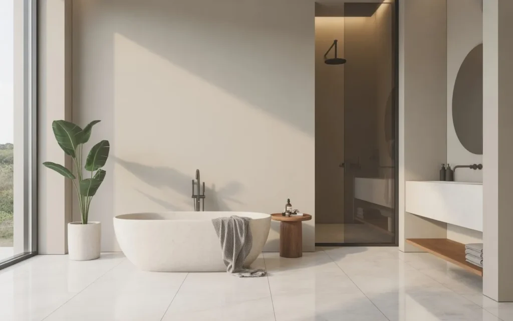 minimalist luxury bathroom design with spa atmosphere