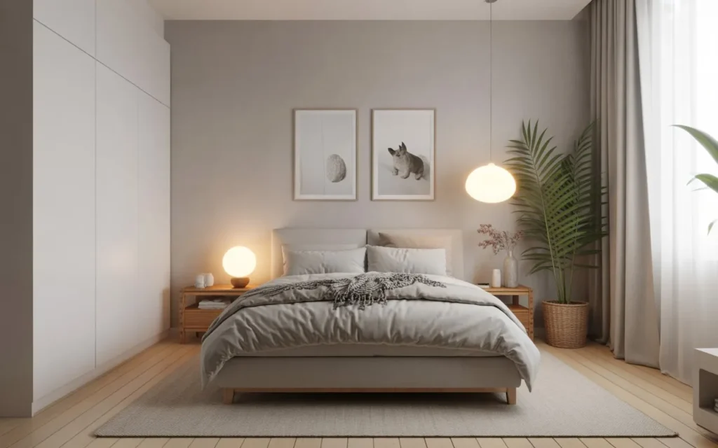 minimalist small bedroom design with simple decor