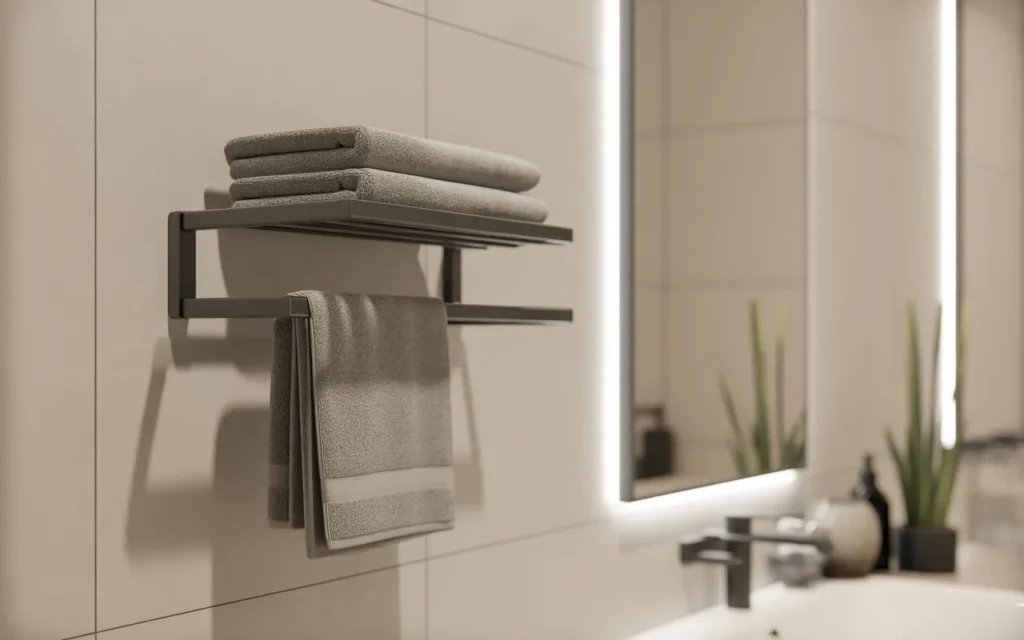 minimalist wall rack for small bathroom towel storage