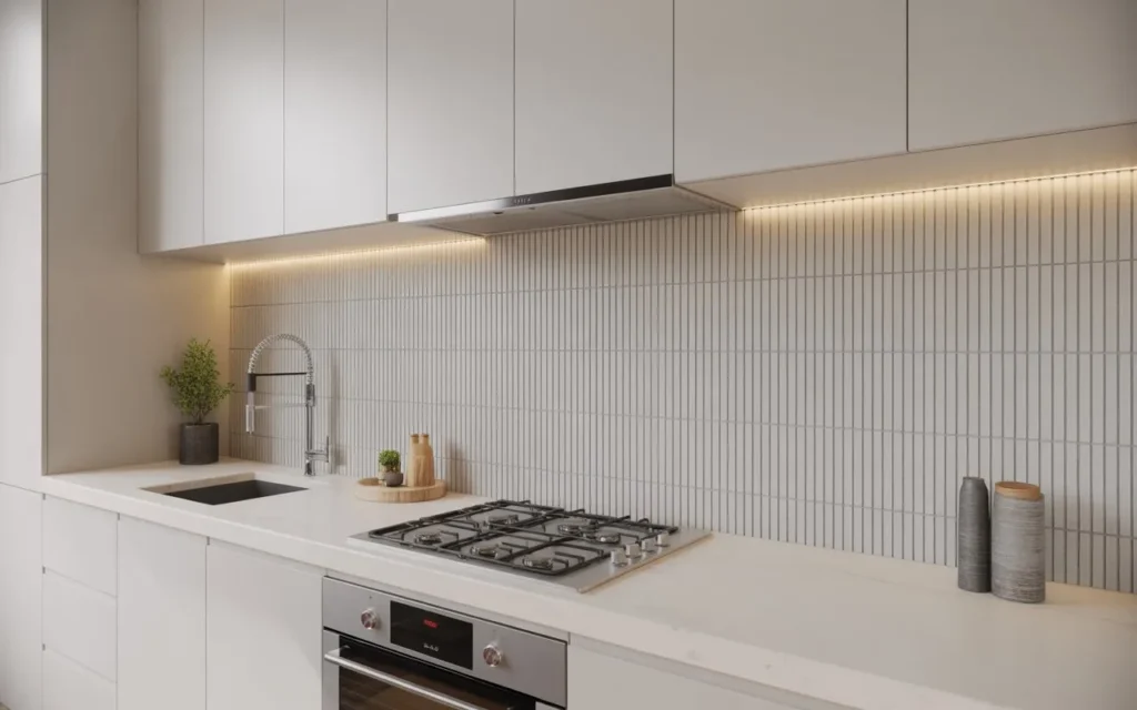 vertical tile backsplash modern kitchen