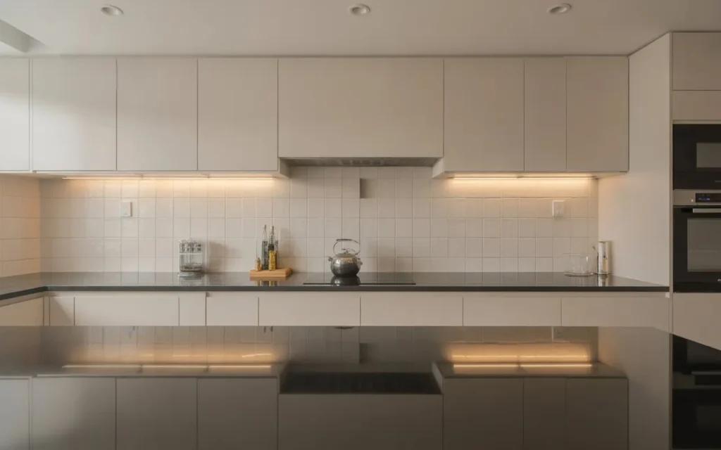 glossy backsplash tiles modern kitchen