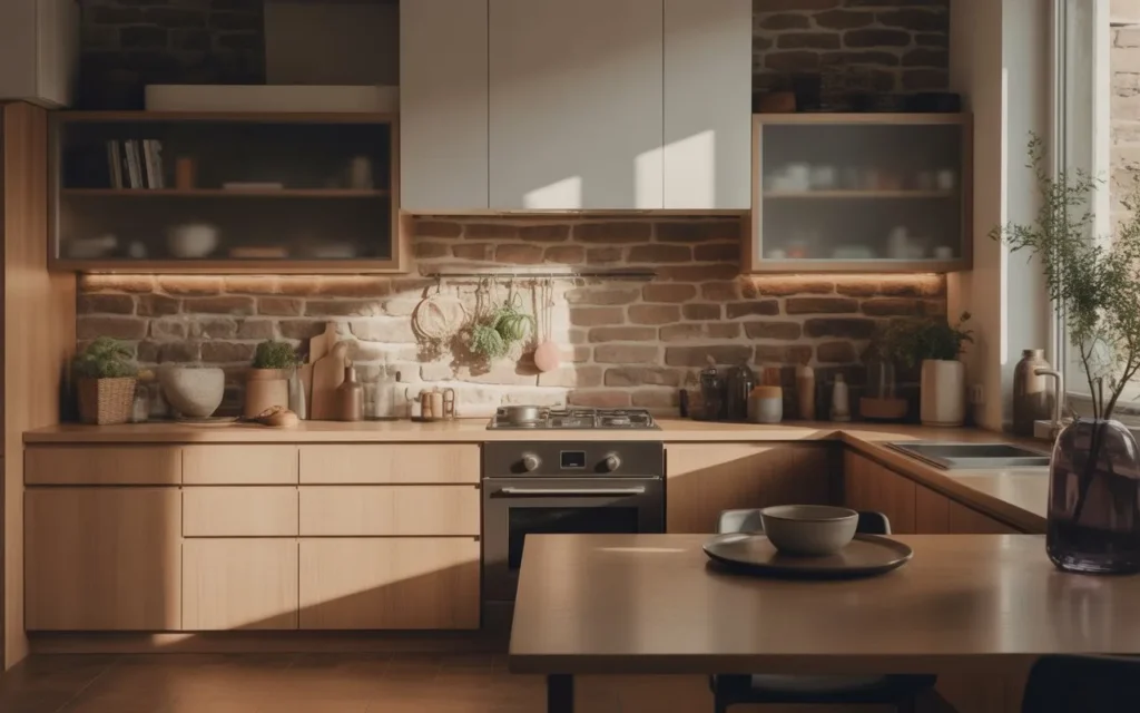 natural stone backsplash modern kitchen