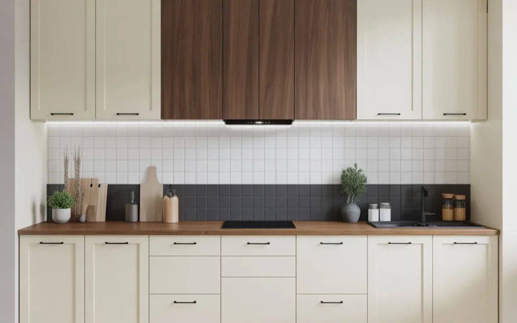 two tone backsplash modern kitchen design