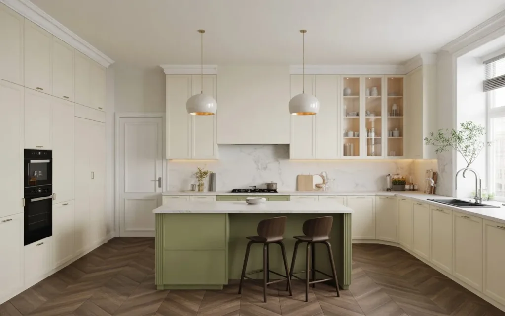 sage green kitchen island