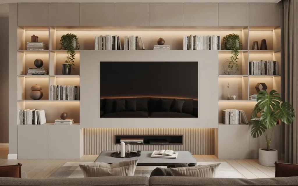 built in shelf modern TV wall design
