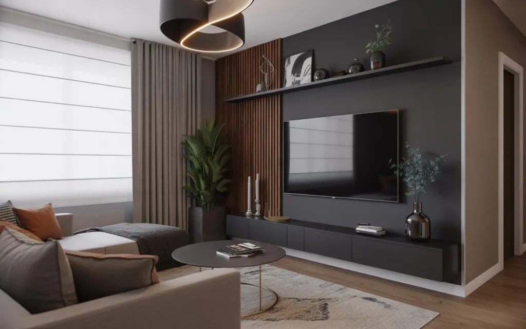 black accent modern TV wall design