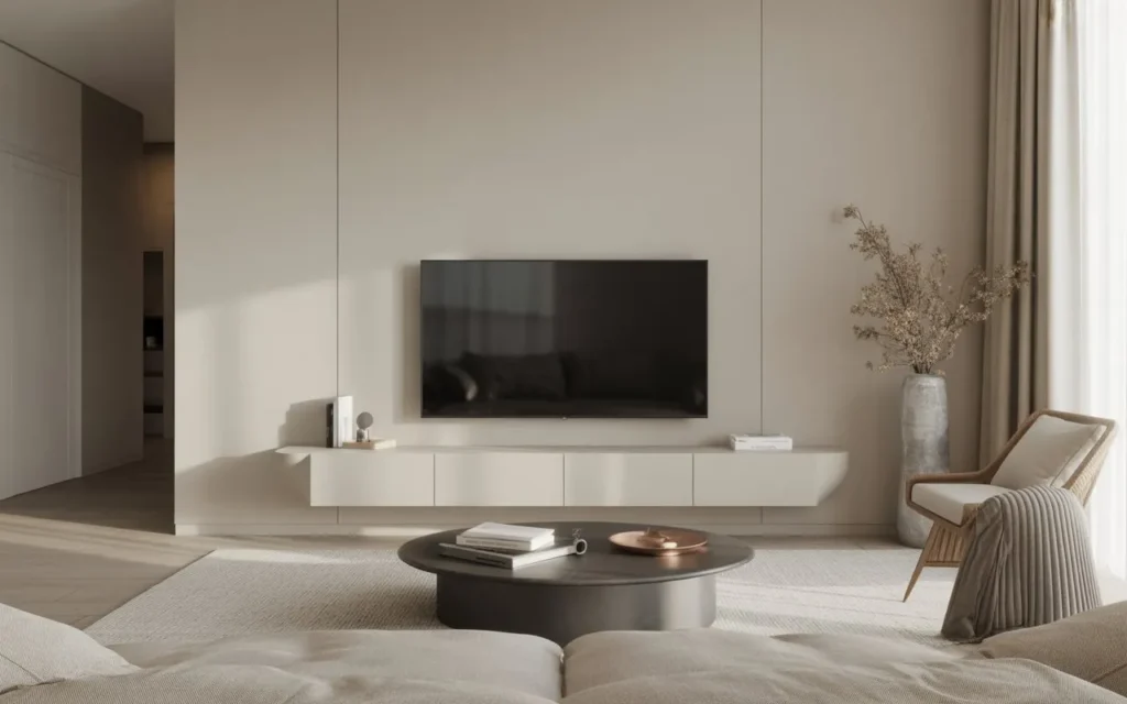 minimal cabinet modern TV wall design