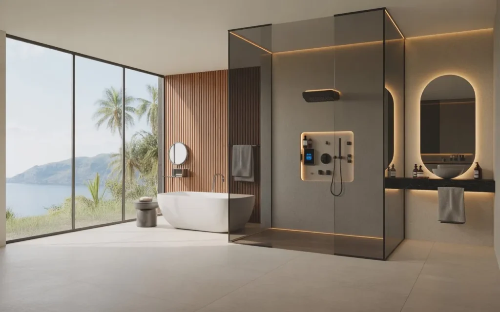 smart technology features in luxury bathroom