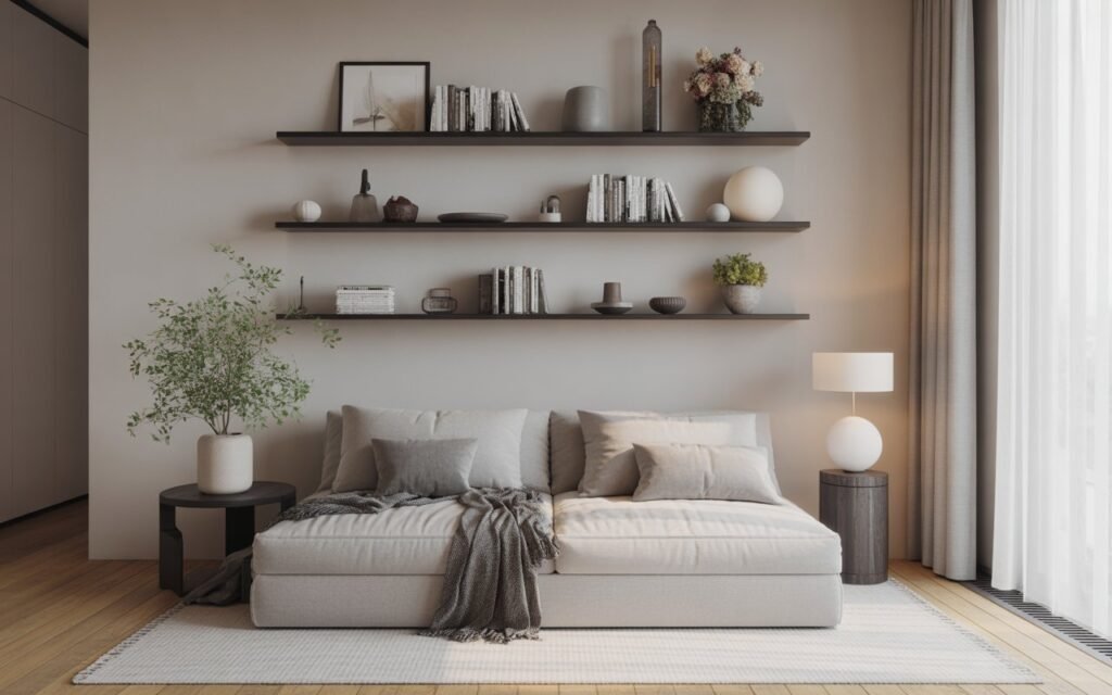 floating shelves small apartment storage