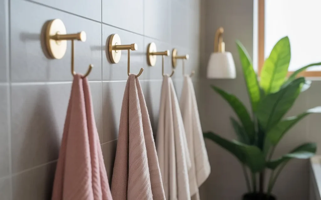 bathroom towel hook wall storage idea