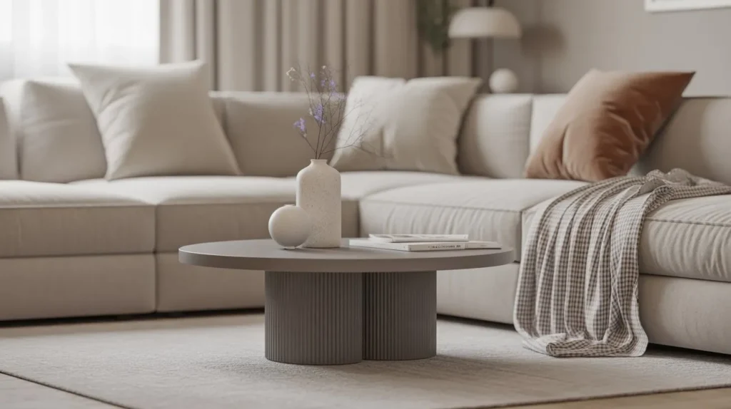 modern small coffee table in a minimalist living room