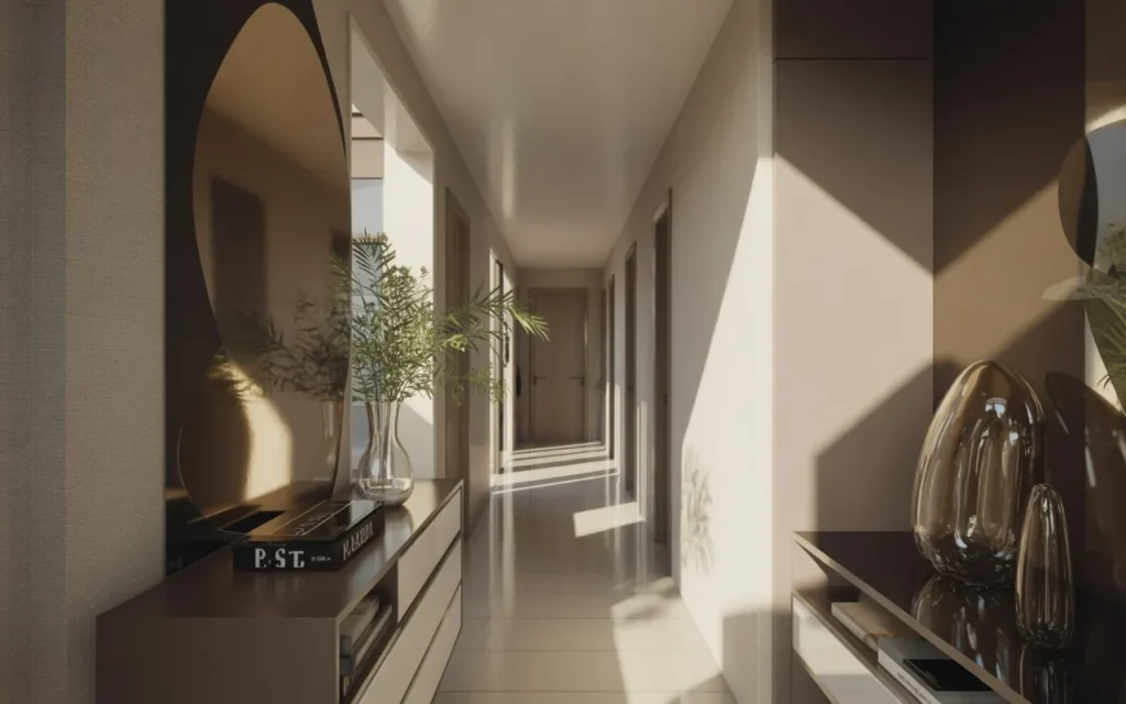 reflective surfaces hallway design