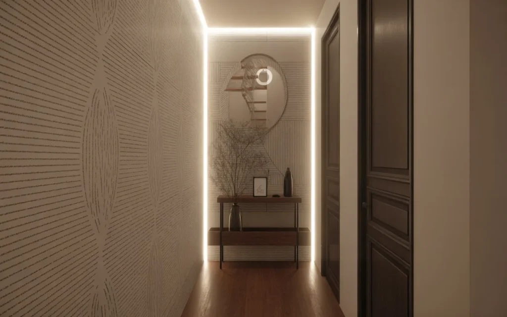 feature wall narrow hallway idea