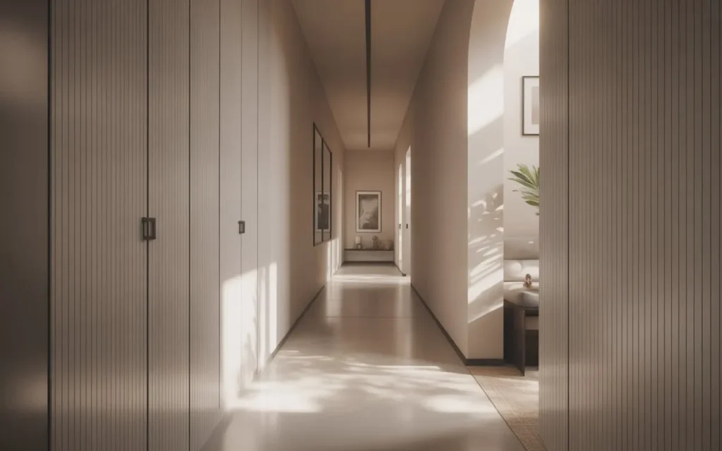 vertical paneling hallway narrow space