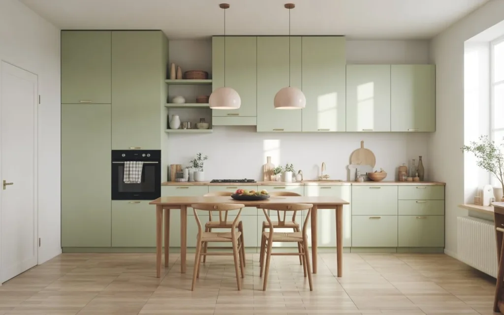 scandinavian sage green kitchen