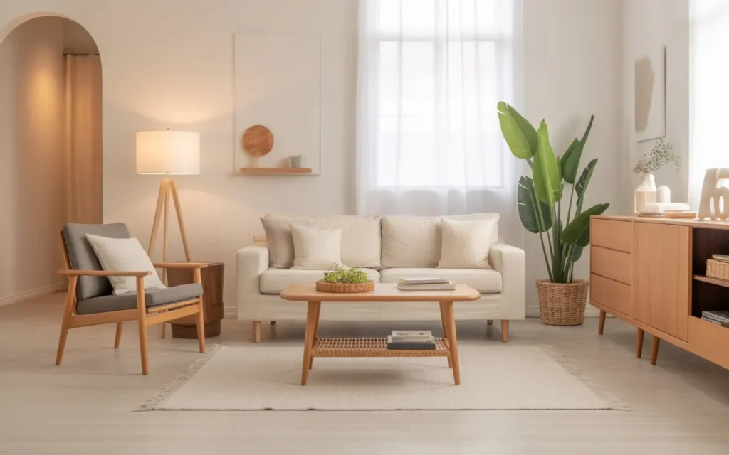 scandinavian neutral living room rug