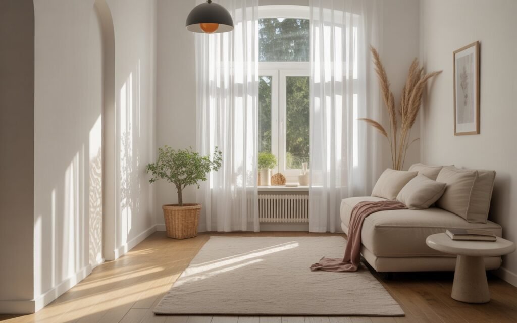 light curtains in small space decor to enhance natural light