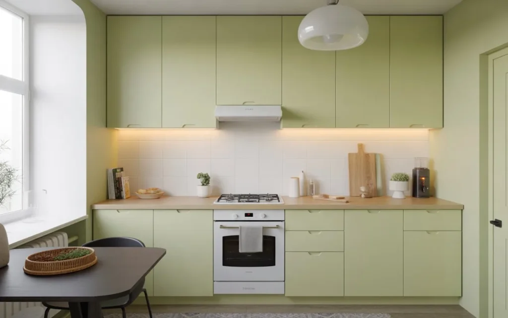 small sage green kitchen design