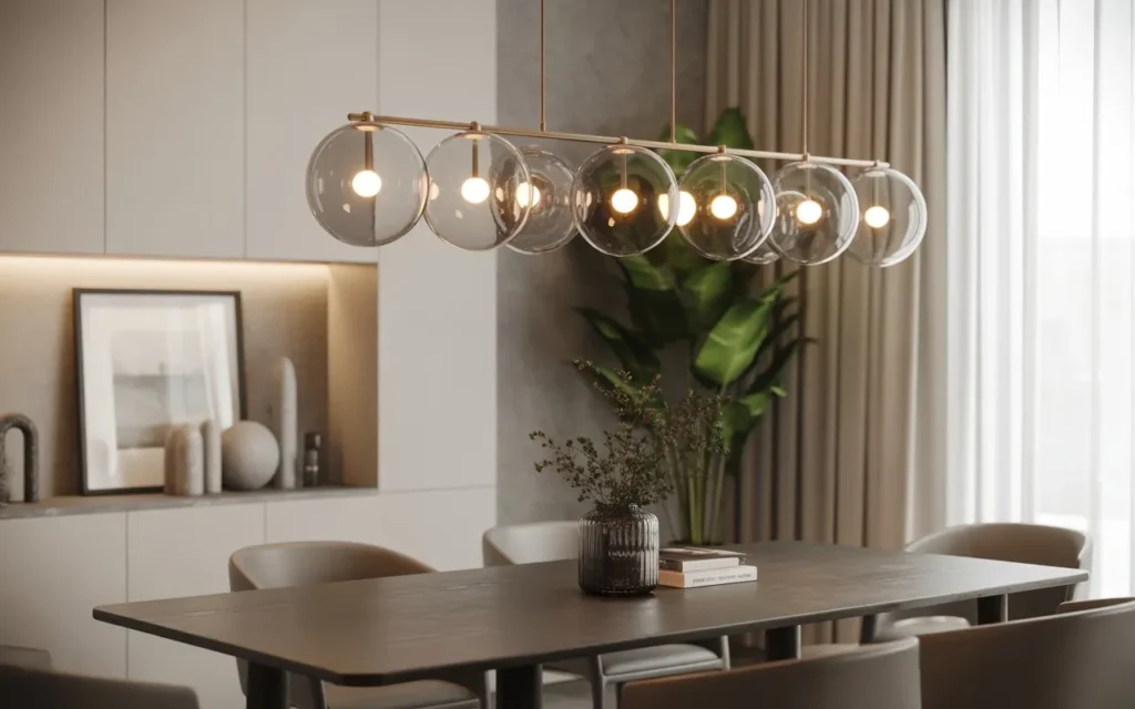 glass globe chandelier lighting modern dining room