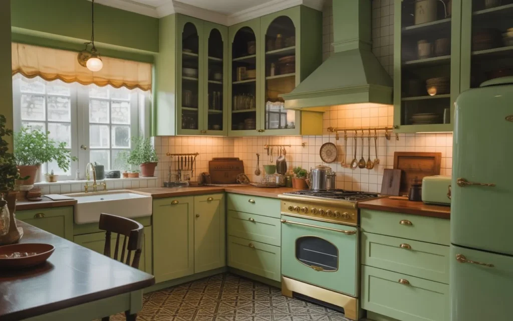 vintage sage green kitchen design