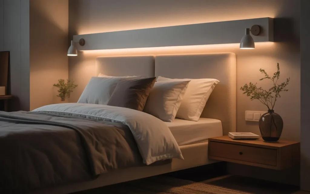 wall mounted reading lights in cozy bedroom