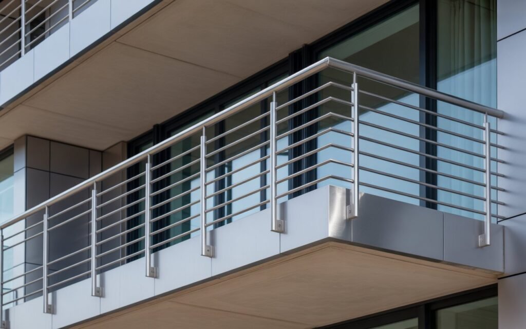 balcony with stainless steel railing design