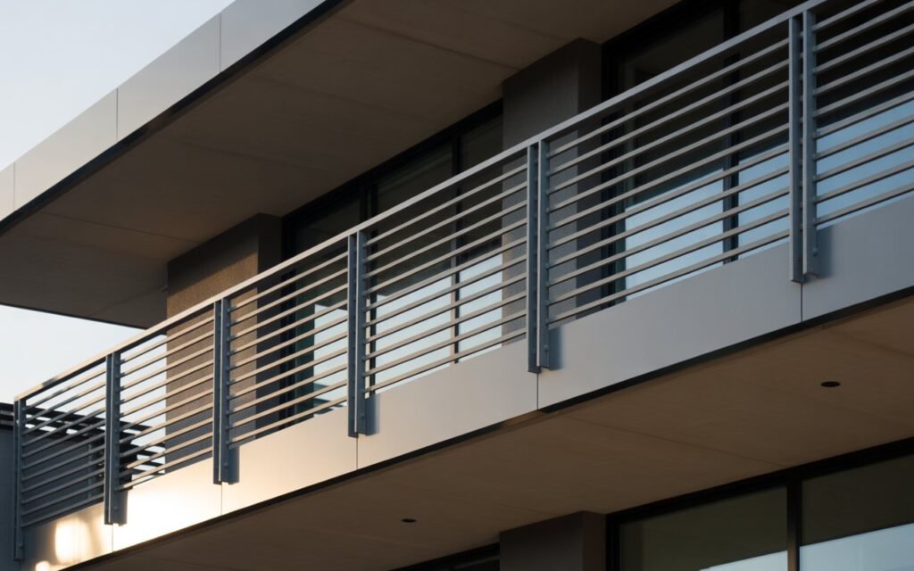 balcony with horizontal bar railing design