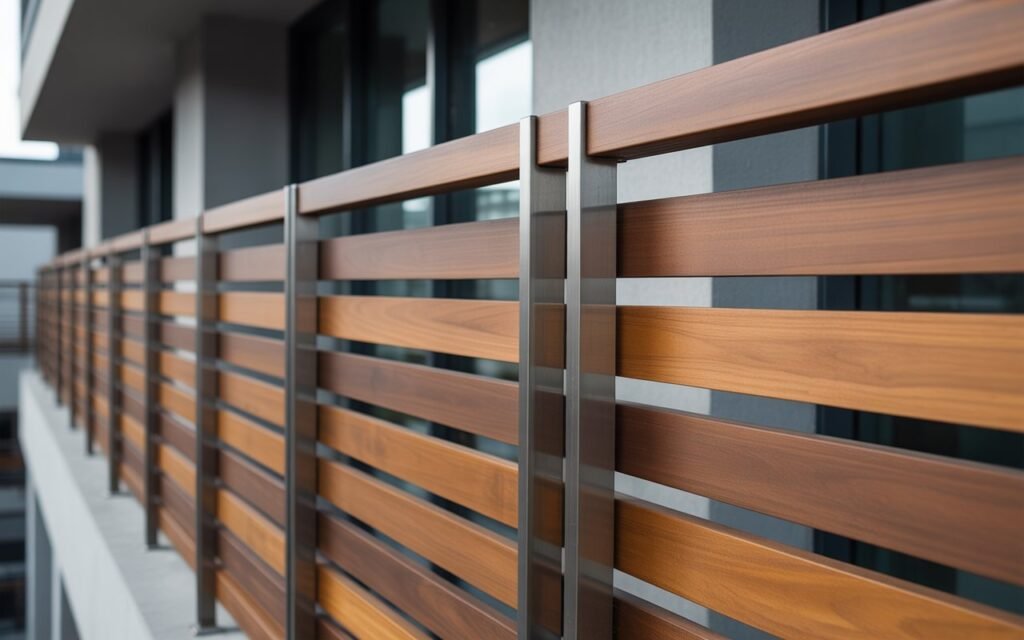 balcony with mixed material railing