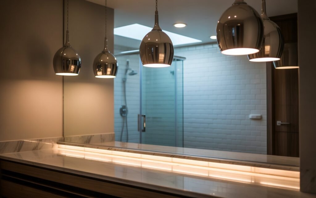 bathroom with upgraded lighting