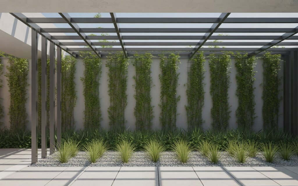 minimalist trellis garden