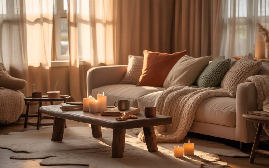 hygge living room soft curtains