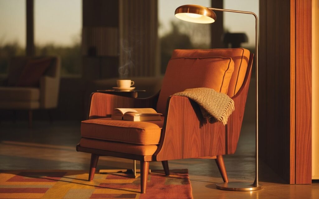 mid century cozy corner living room