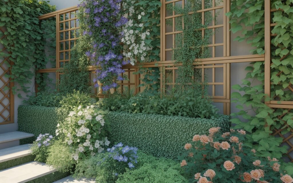 layered trellis garden
