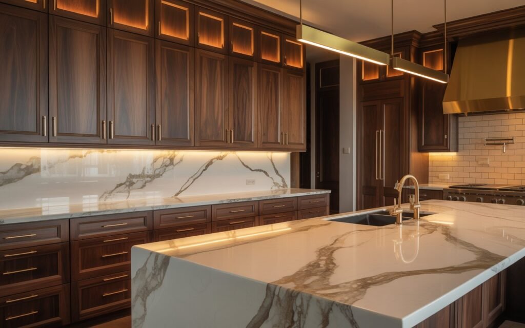 dark wood kitchen cabinets with luxury style