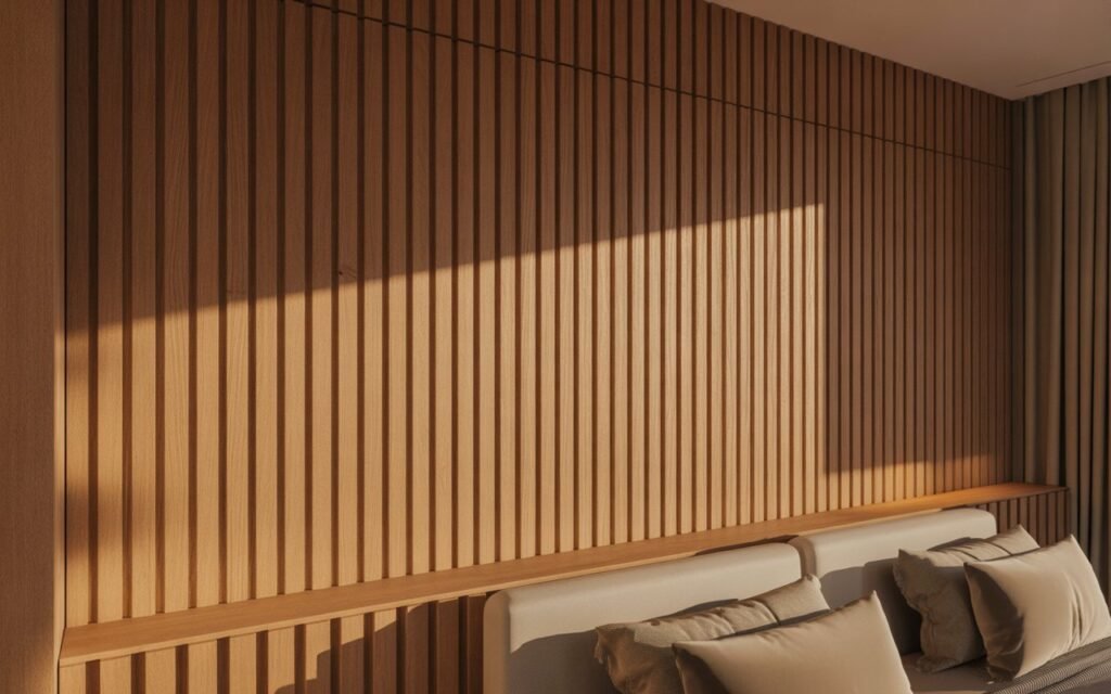 fluted wall panel design bedroom