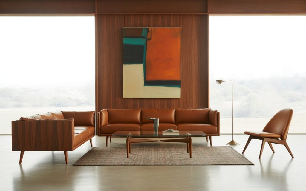 mid century wall art living room