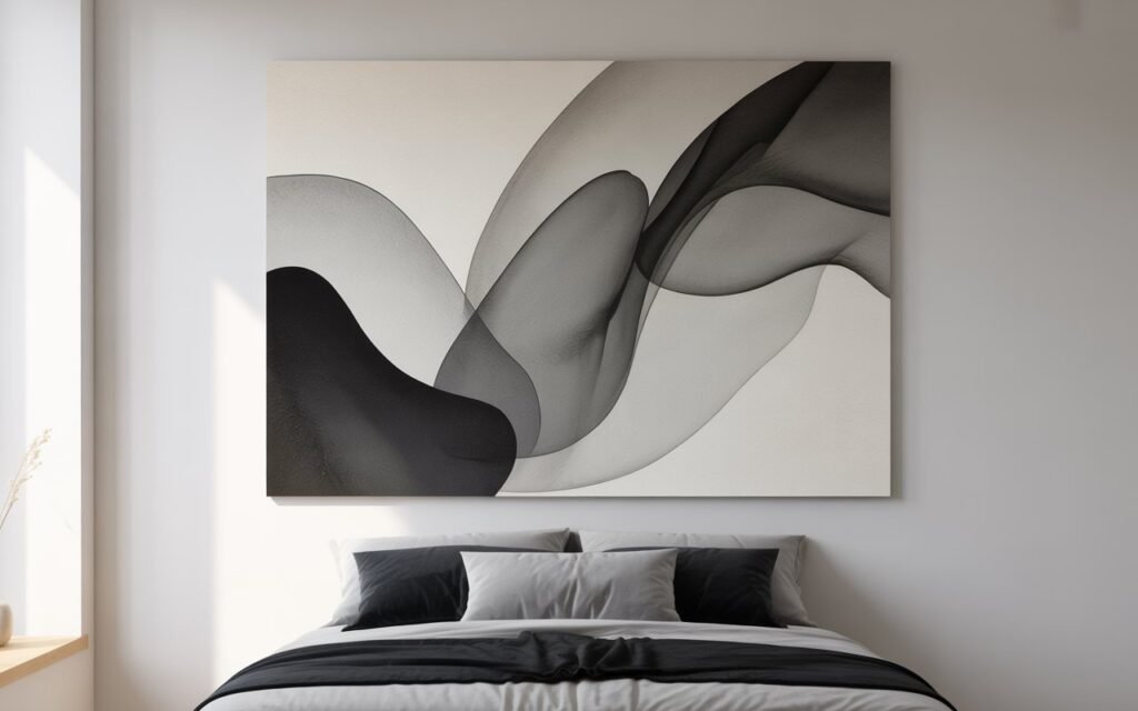 black grey bedroom wall art