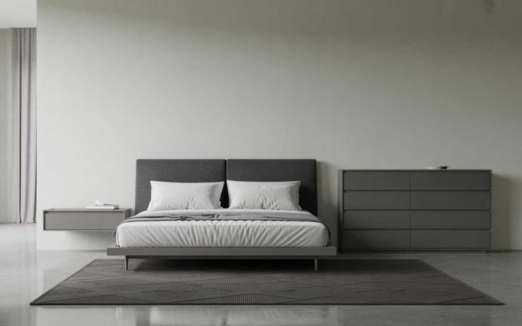 minimalist black grey bedroom