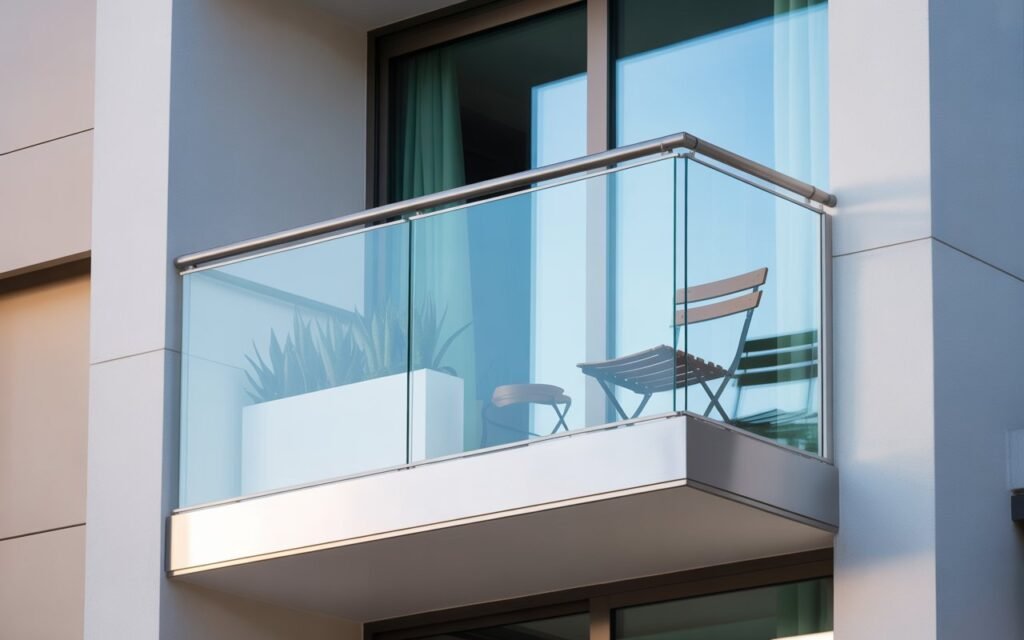 small balcony with compact railing design