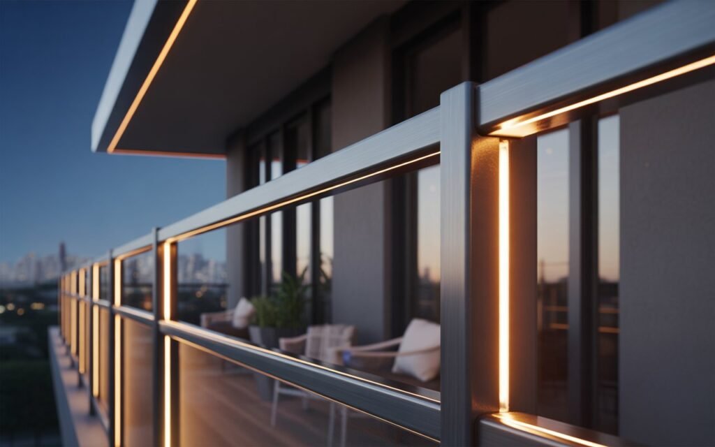 balcony railing with built in lighting