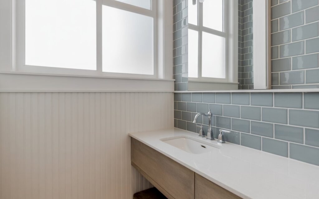 beadboard tile bathroom design