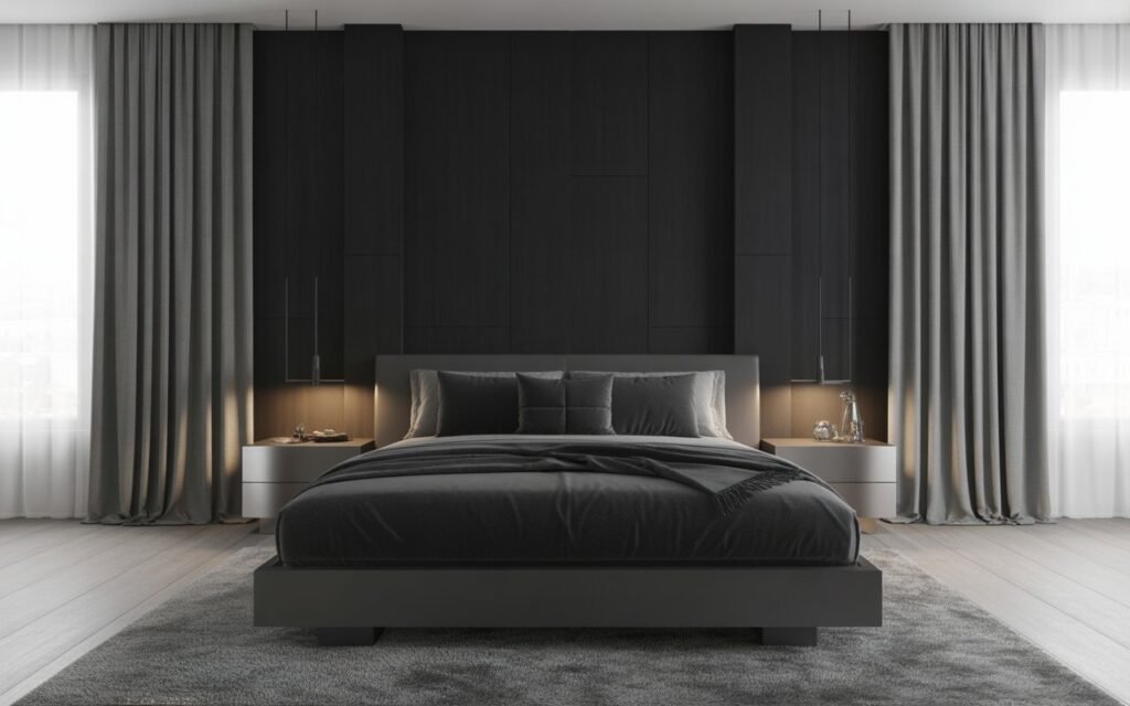 black accent wall bedroom