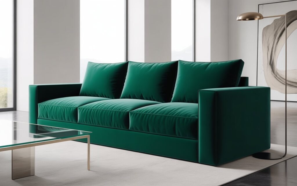 emerald green sofa statement