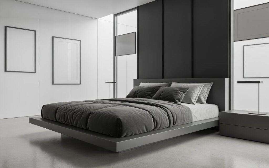 black accent grey bedroom design