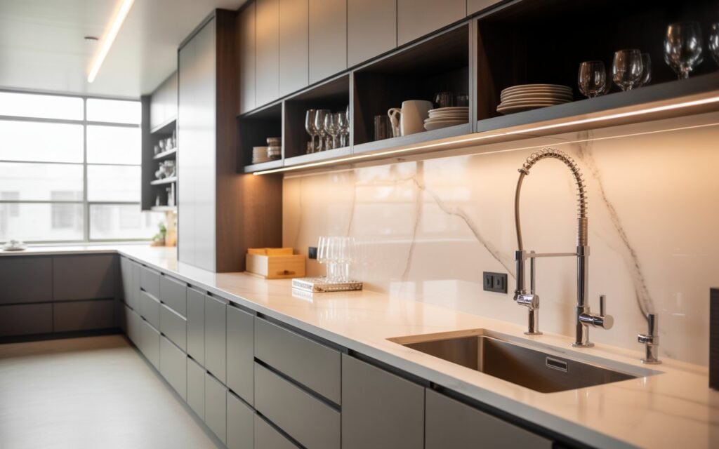 scullery kitchen double sink setup