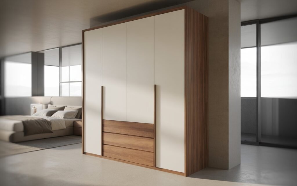 two tone wardrobe design for bedroom