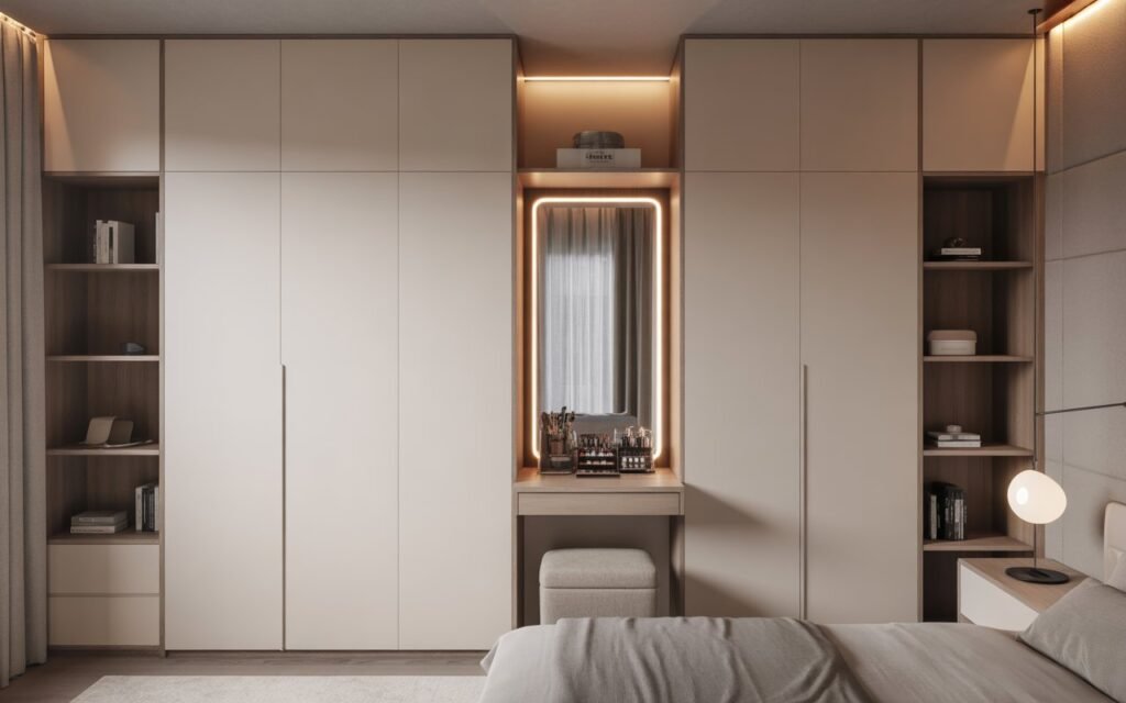 wardrobe with integrated dressing table